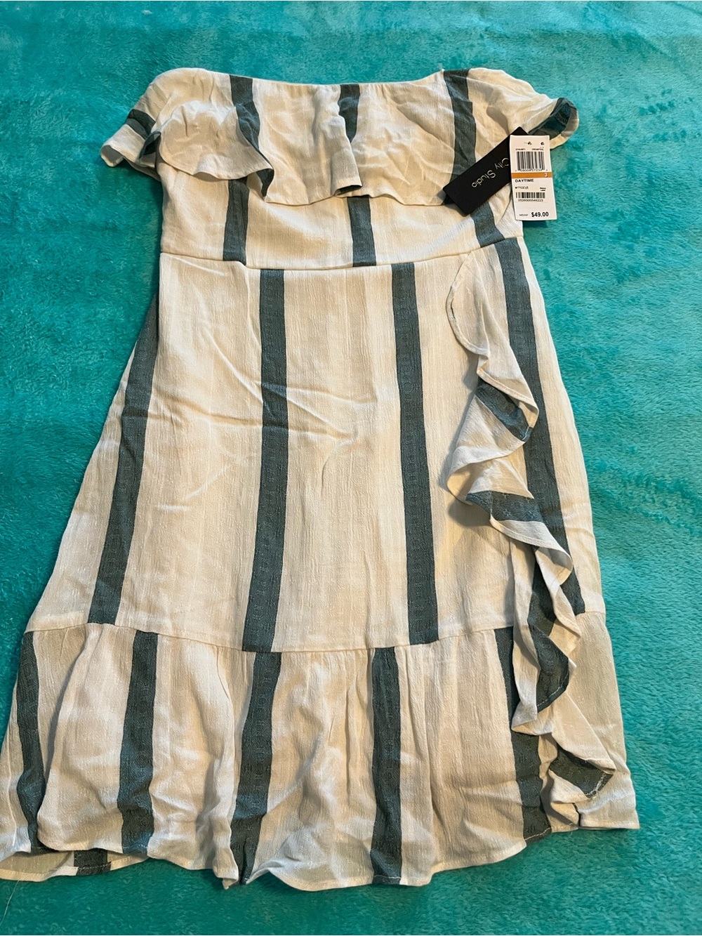 New with Tags City Studio Strapless Dress in White and Dark Green